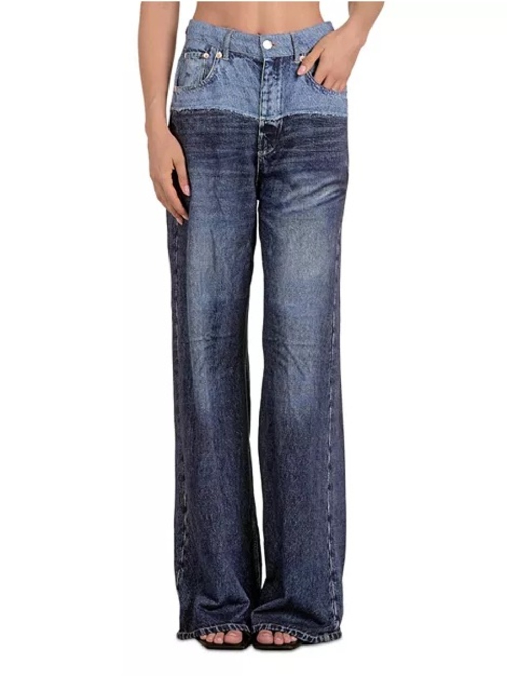 Wide Leg Knit Jean in Two Tone
